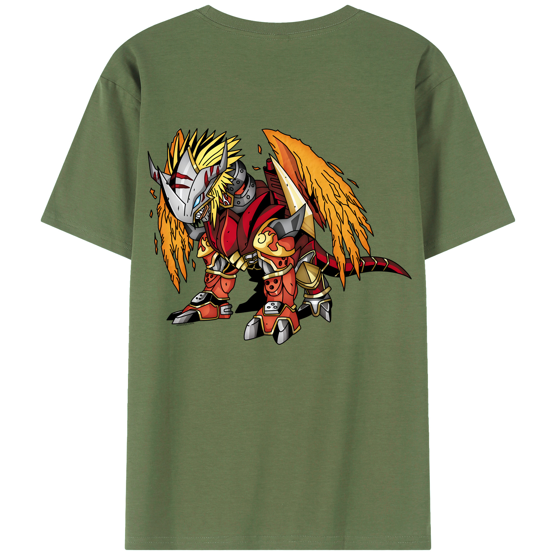 （画像用） Digimon デジタルモンスター/デジモン 綿100％ メンズ半袖Tシャツ（バックプリント） 通気性